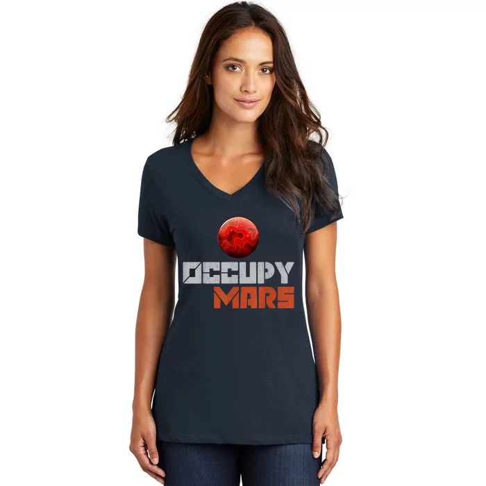 Occupy Mars Space Outer Space Women's V-Neck T-Shirt