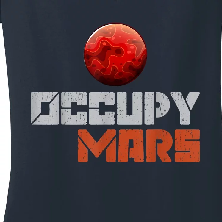 Occupy Mars Space Outer Space Women's V-Neck T-Shirt