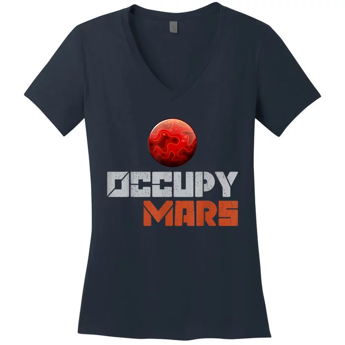 Occupy Mars Space Outer Space Women's V-Neck T-Shirt