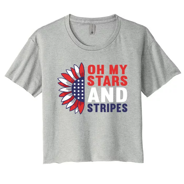 Oh My Stars And Stripes Usa Patriotic American 4th Of July Gift Women's Crop Top Tee