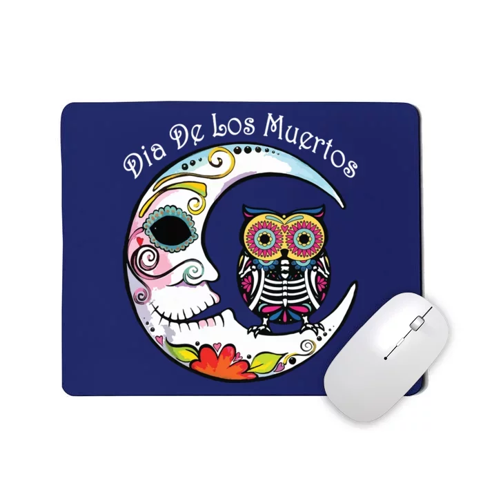 Owl Moon Sugar Skull Mexico Calavera Day Of The Dead Mousepad