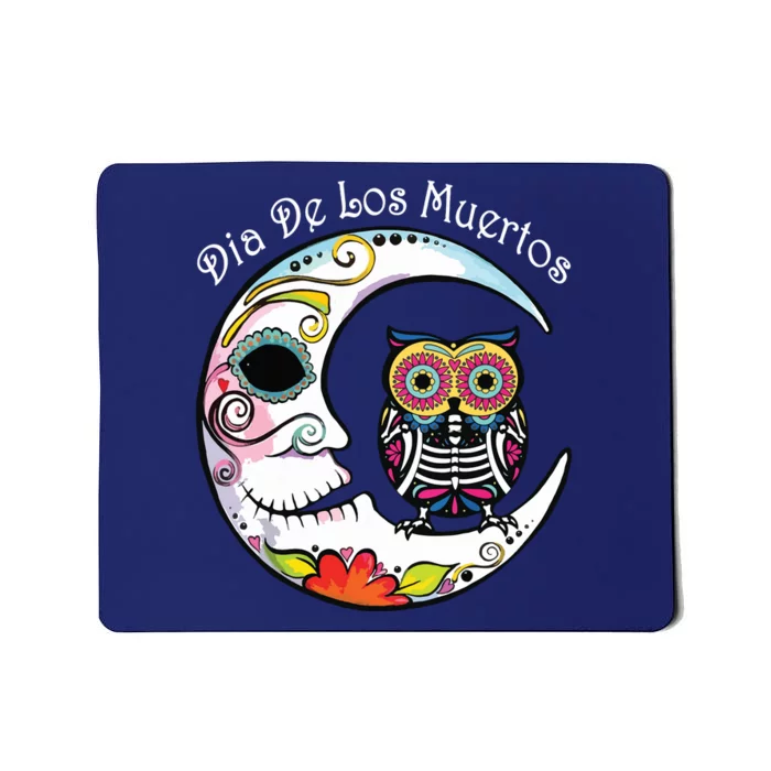 Owl Moon Sugar Skull Mexico Calavera Day Of The Dead Mousepad