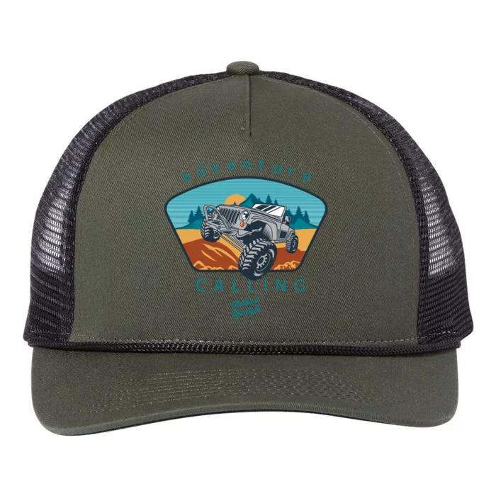 Offroad Mud Truck Adventure Calling Outdoor Lifestyle Gift Retro Rope Trucker Hat Cap