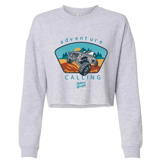 Offroad Mud Truck Adventure Calling Outdoor Lifestyle Gift Cropped Pullover Crew