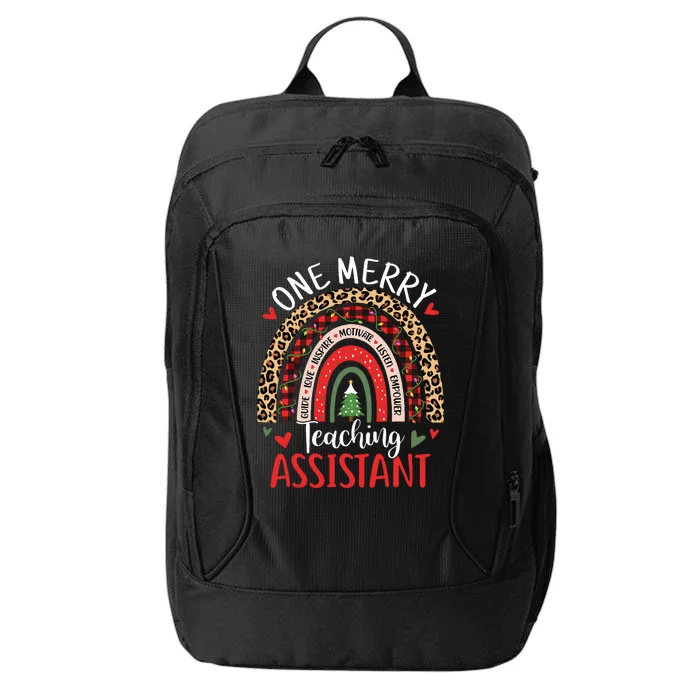 One Merry Teaching Assistant Rainbow Christmas Teacher Aide City Backpack