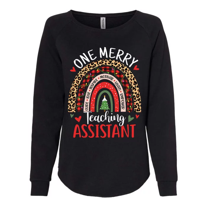 One Merry Teaching Assistant Rainbow Christmas Teacher Aide Womens California Wash Sweatshirt