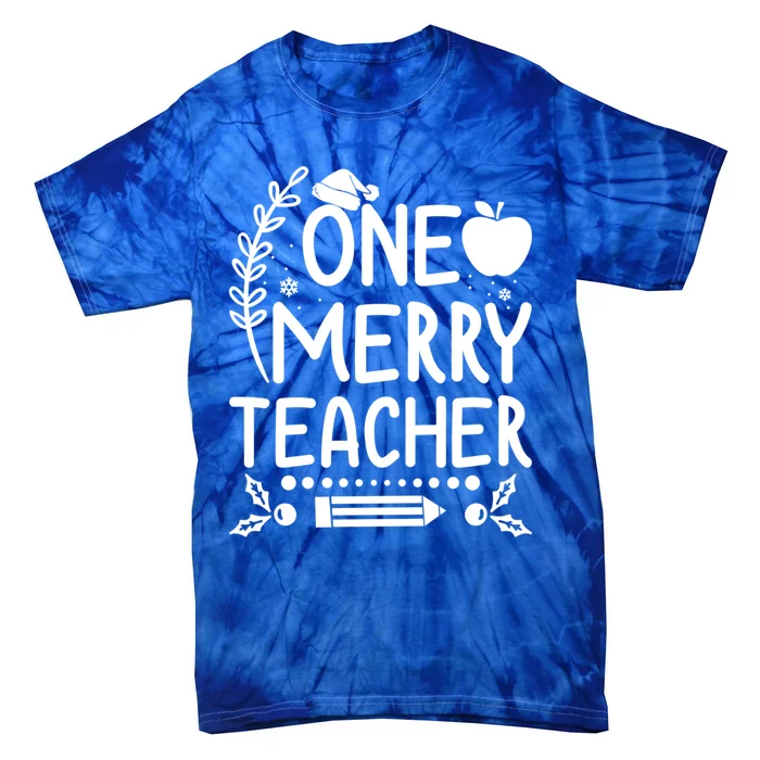 One Merry Teacher Christmas Festive Xmas Teaching Love Gift Tie-Dye T-Shirt