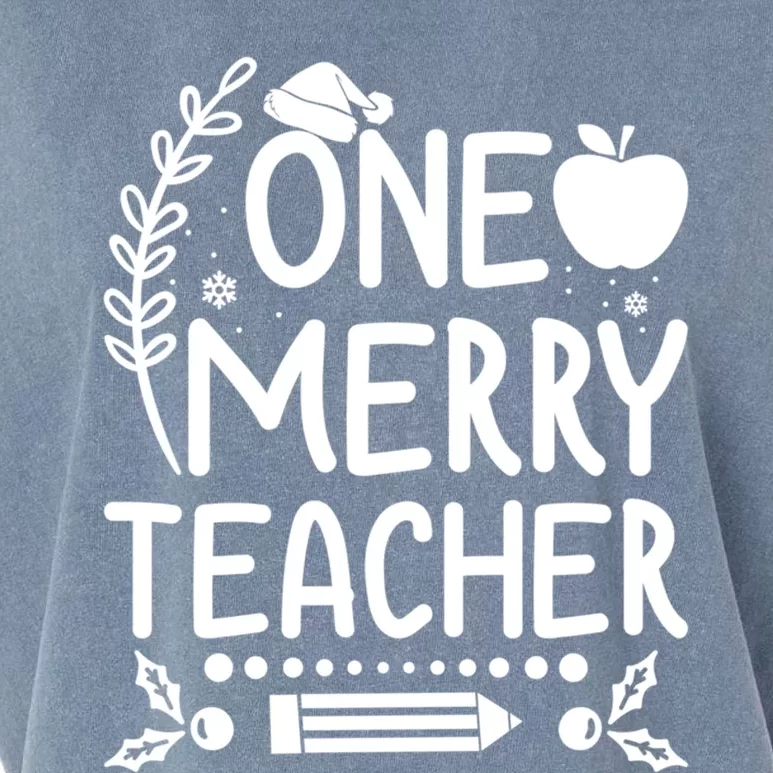 One Merry Teacher Christmas Festive Xmas Teaching Love Gift Garment-Dyed Women's Muscle Tee