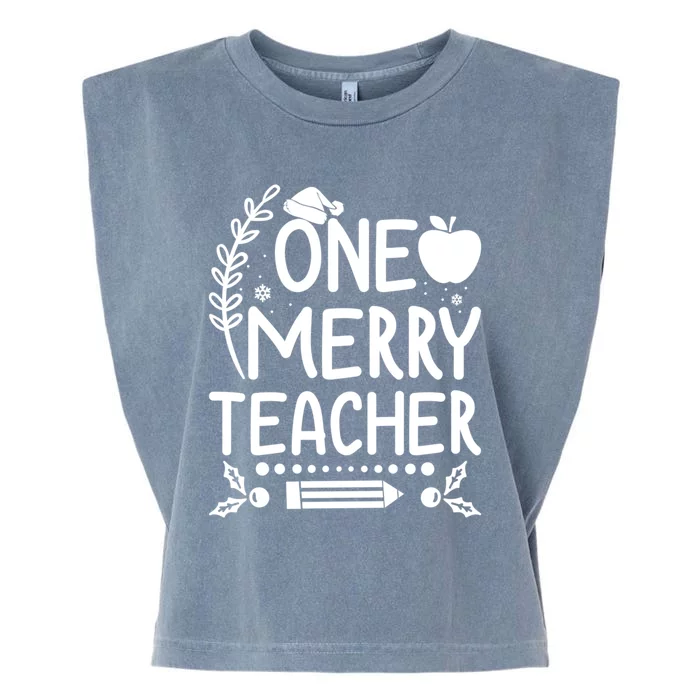 One Merry Teacher Christmas Festive Xmas Teaching Love Gift Garment-Dyed Women's Muscle Tee