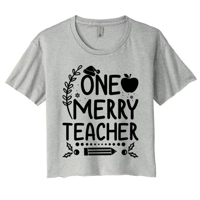 One Merry Teacher Christmas Festive Xmas Teaching Love Gift Women's Crop Top Tee