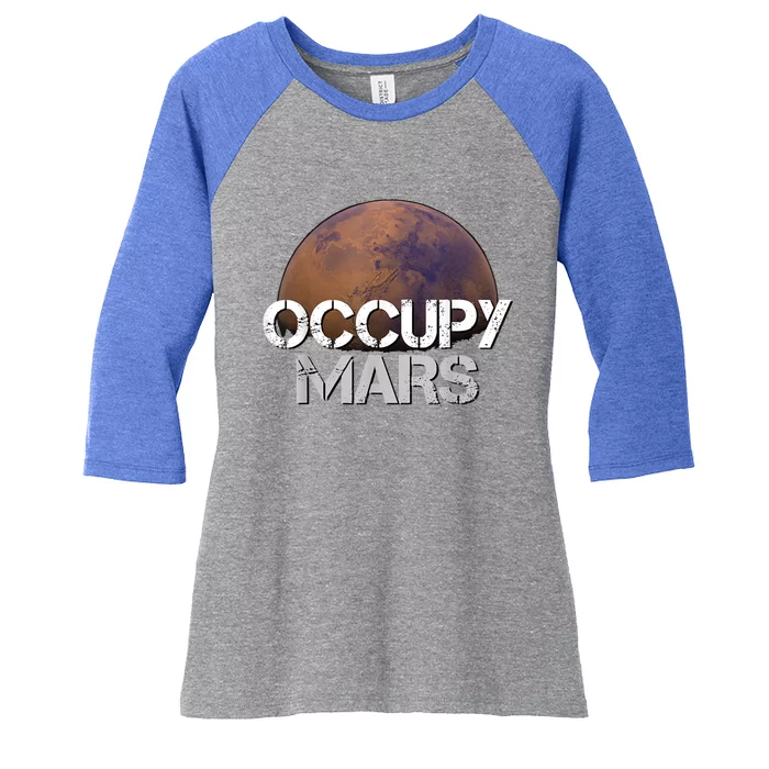 Occupy Mars Terraform Tee Extraterrestrial Women's Tri-Blend 3/4-Sleeve Raglan Shirt