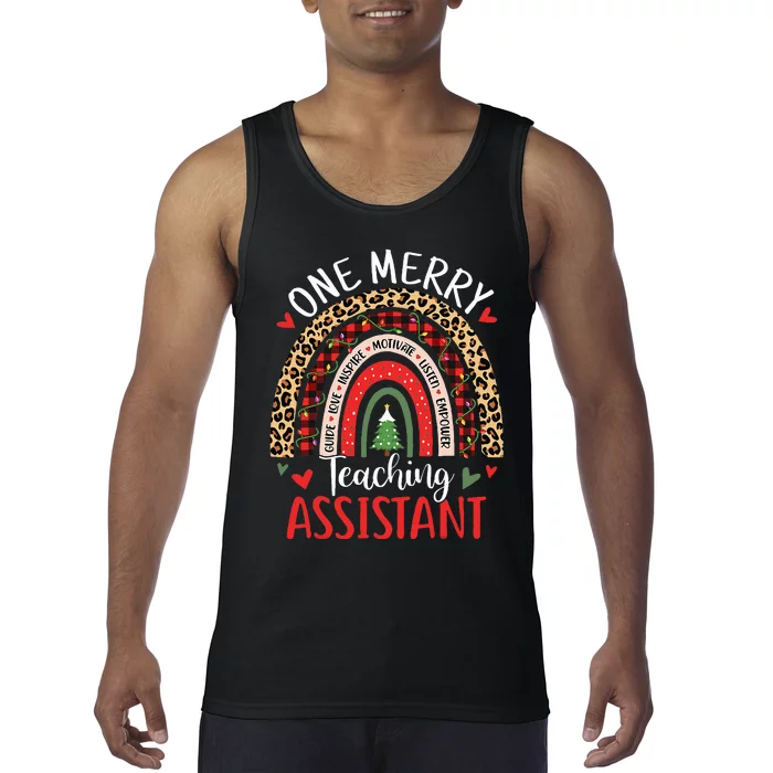 One Merry Teaching Assistant Rainbow Christmas Teacher Aide Tank Top