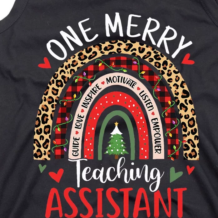 One Merry Teaching Assistant Rainbow Christmas Teacher Aide Tank Top