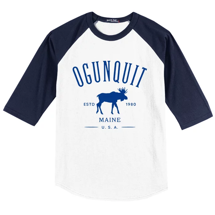 Ogunquit Maine Usa With Moose Design Souvenir Baseball Sleeve Shirt