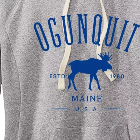 Ogunquit Maine Usa With Moose Design Souvenir Women's Fleece Hoodie