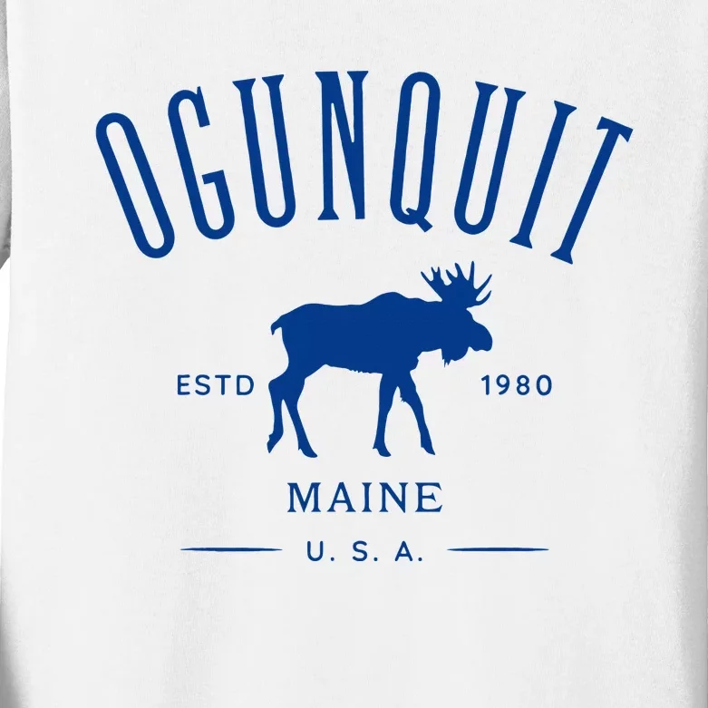 Ogunquit Maine Usa With Moose Design Souvenir Kids Long Sleeve Shirt