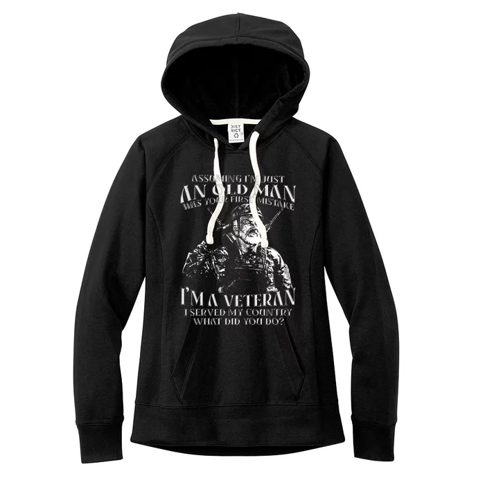 Old Man Veteran T Design Women's Fleece Hoodie