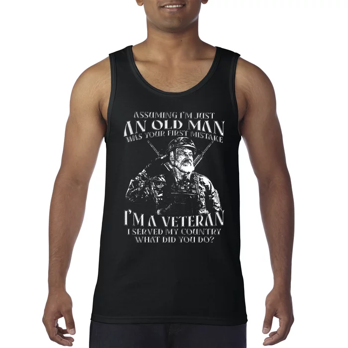 Old Man Veteran T Design Tank Top