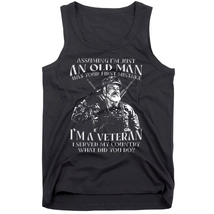 Old Man Veteran T Design Tank Top