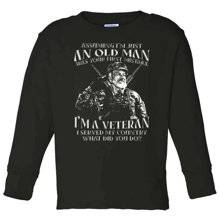 Old Man Veteran T Design Toddler Long Sleeve Shirt