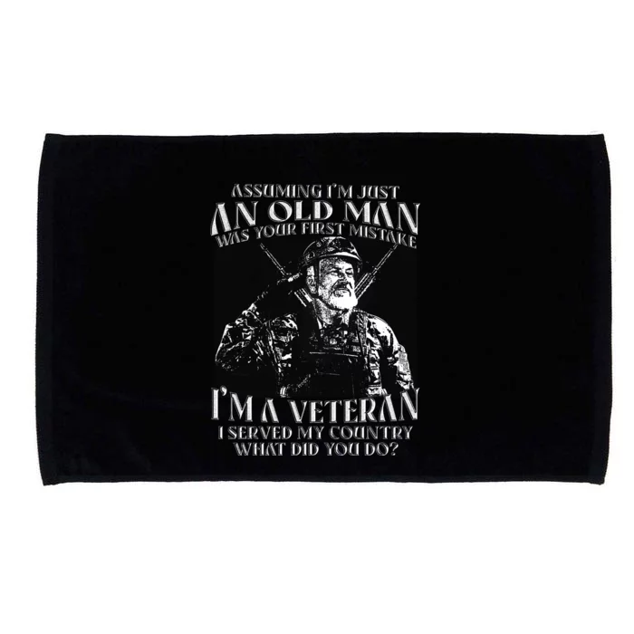 Old Man Veteran T Design Microfiber Hand Towel