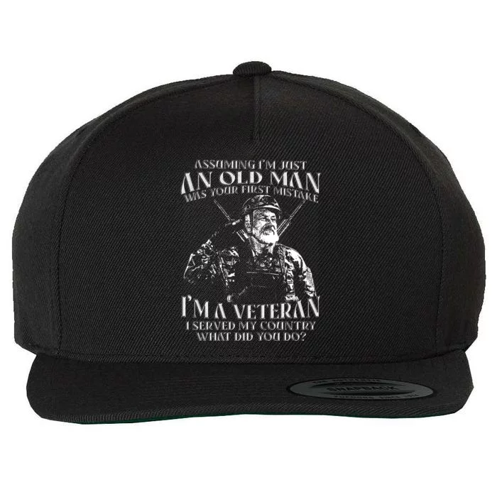 Old Man Veteran T Design Wool Snapback Cap