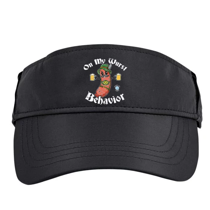 On My Wurst Behavior Funny Bratwurst Oktoberfest Adult Drive Performance Visor