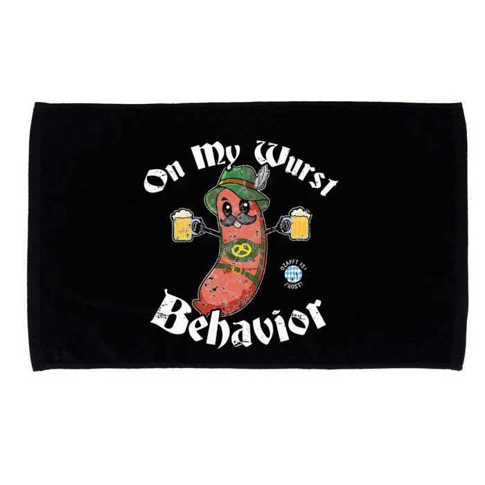 On My Wurst Behavior Funny Bratwurst Oktoberfest Microfiber Hand Towel