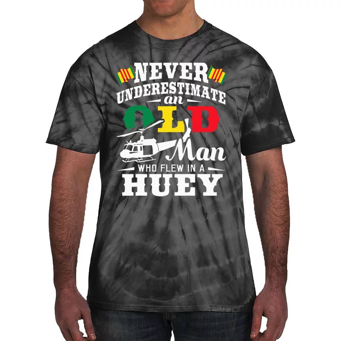 Old Man Who Flew In A Huey Helicopter Pilot Vietnam Veteran Tie-Dye T-Shirt