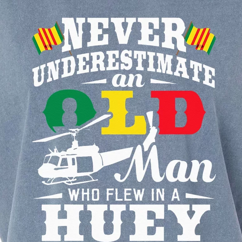 Old Man Who Flew In A Huey Helicopter Pilot Vietnam Veteran Garment-Dyed Women's Muscle Tee