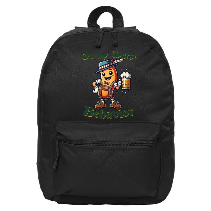 On My Wurst Behavior Funny Oktoberfest Costume Outfit German 16 in Basic Backpack