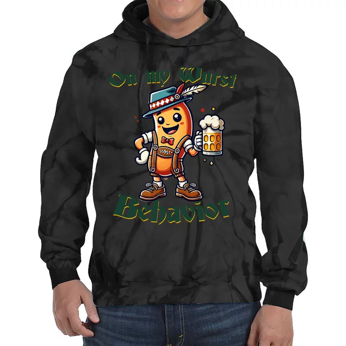 On My Wurst Behavior Funny Oktoberfest Costume Outfit German Tie Dye Hoodie