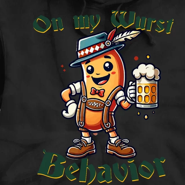 On My Wurst Behavior Funny Oktoberfest Costume Outfit German Tie Dye Hoodie