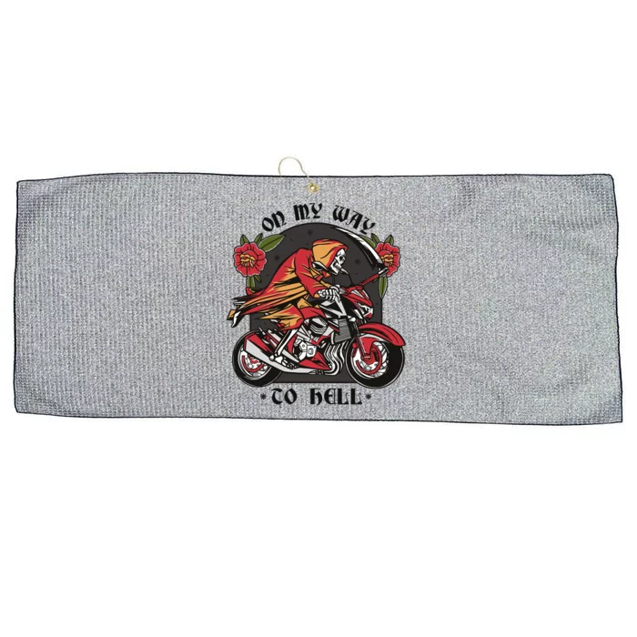 On My Way To Hell Motorcycle Large Microfiber Waffle Golf Towel