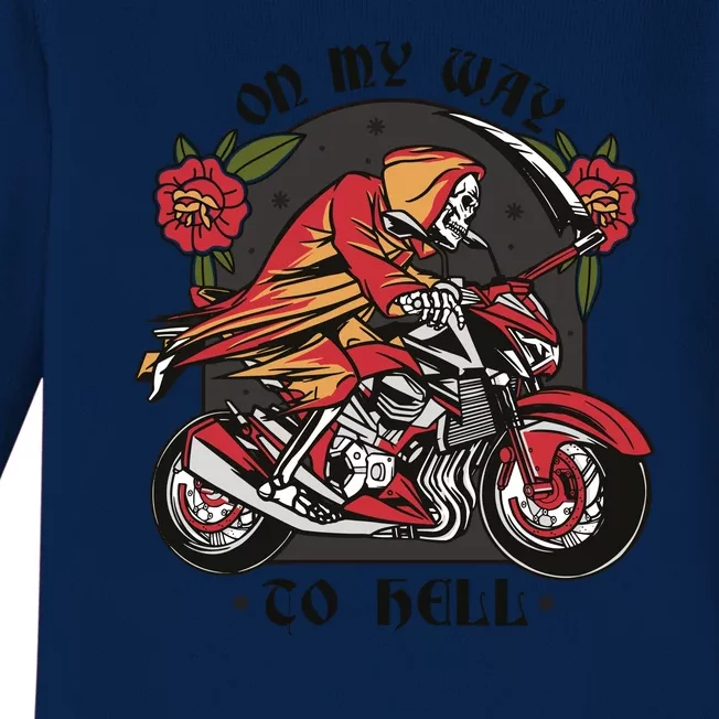 On My Way To Hell Motorcycle Baby Long Sleeve Bodysuit