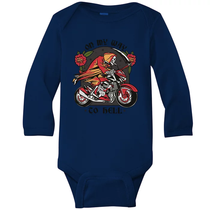 On My Way To Hell Motorcycle Baby Long Sleeve Bodysuit