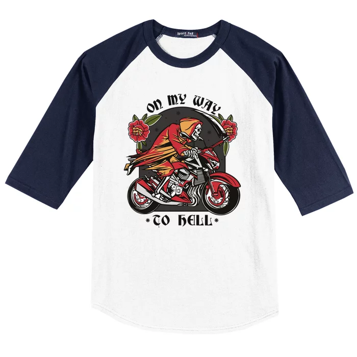 On My Way To Hell Motorcycle Baseball Sleeve Shirt