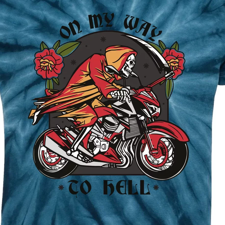 On My Way To Hell Motorcycle Kids Tie-Dye T-Shirt