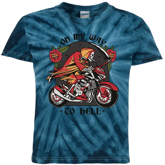 On My Way To Hell Motorcycle Kids Tie-Dye T-Shirt