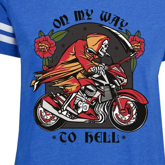 On My Way To Hell Motorcycle Enza Ladies Jersey Football T-Shirt