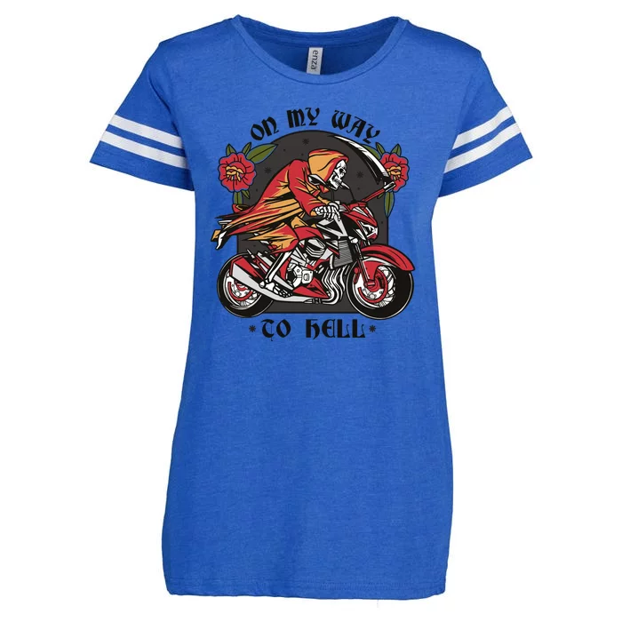 On My Way To Hell Motorcycle Enza Ladies Jersey Football T-Shirt