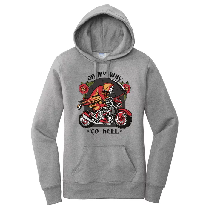 On My Way To Hell Motorcycle Women's Pullover Hoodie