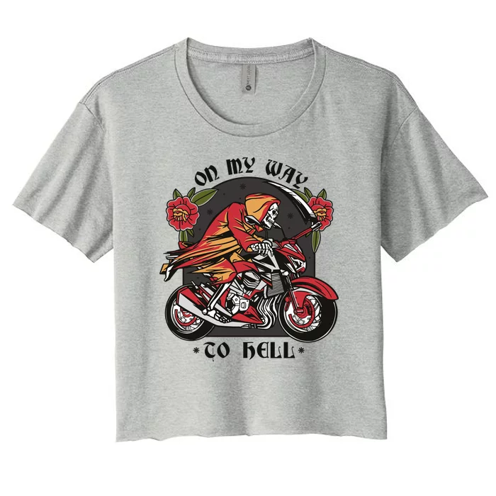 On My Way To Hell Motorcycle Women's Crop Top Tee