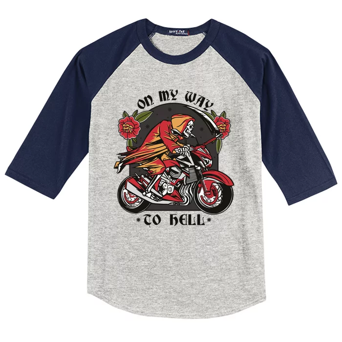 On My Way To Hell Motorcycle Kids Colorblock Raglan Jersey