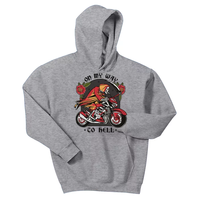 On My Way To Hell Motorcycle Kids Hoodie