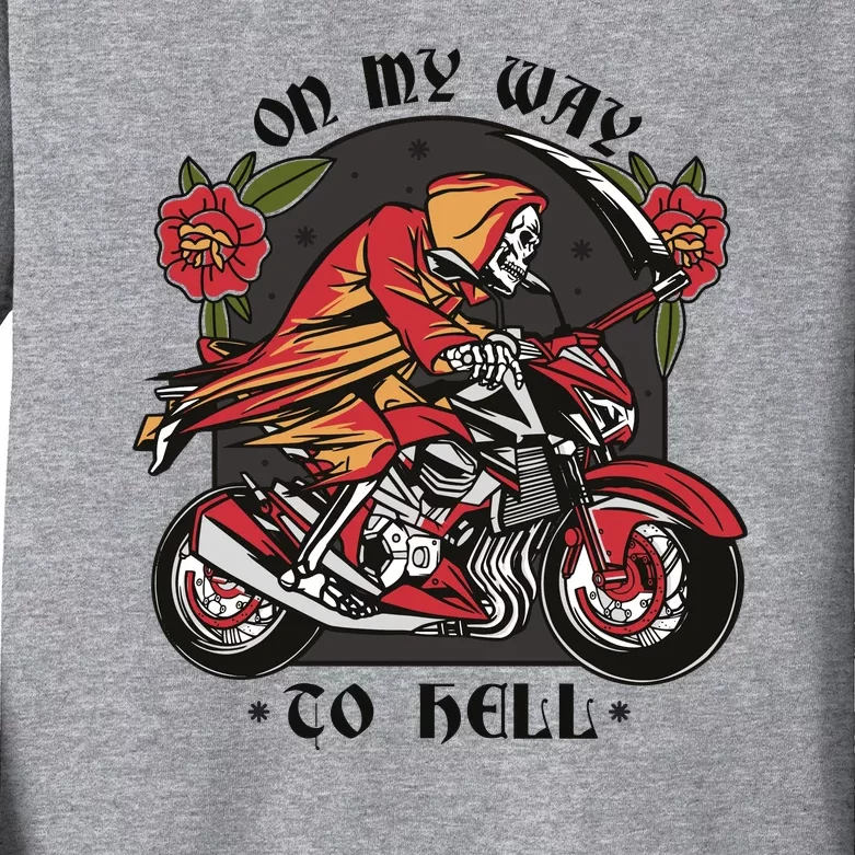 On My Way To Hell Motorcycle Kids Long Sleeve Shirt