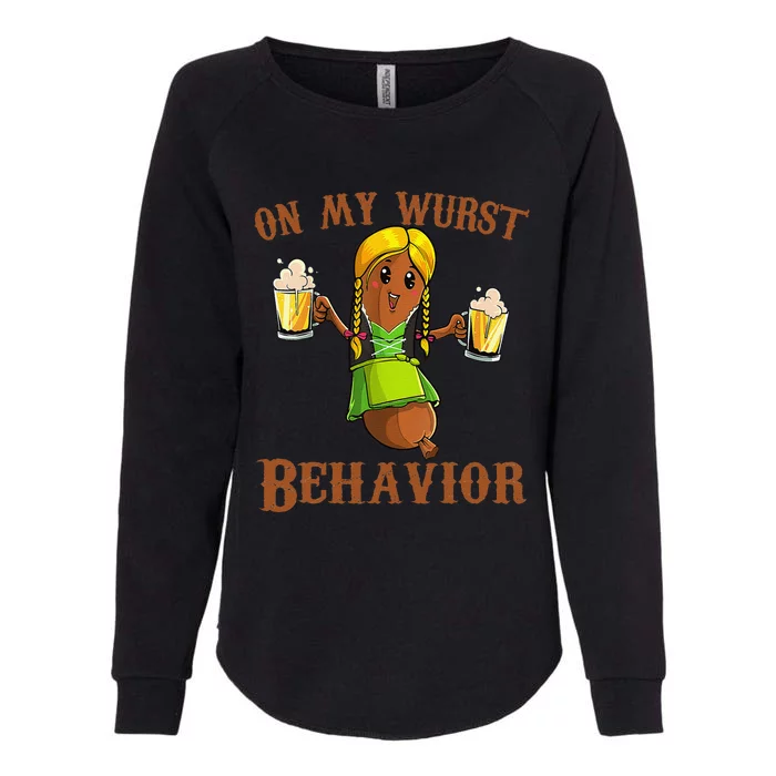 On My Wurst Behavior Bratwurst German Oktoberfest Funny Gift Womens California Wash Sweatshirt