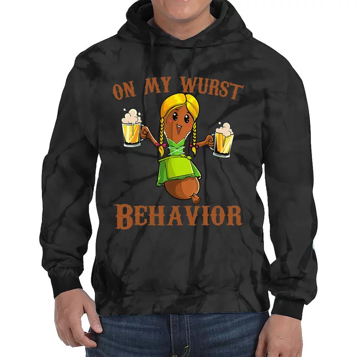 On My Wurst Behavior Bratwurst German Oktoberfest Funny Gift Tie Dye Hoodie