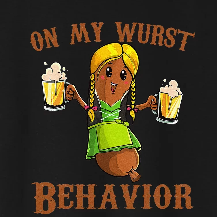 On My Wurst Behavior Bratwurst German Oktoberfest Funny Gift Women's Crop Top Tee