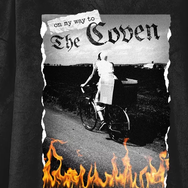 On My Way To The Coven Collage Flames Hooded Wearable Blanket